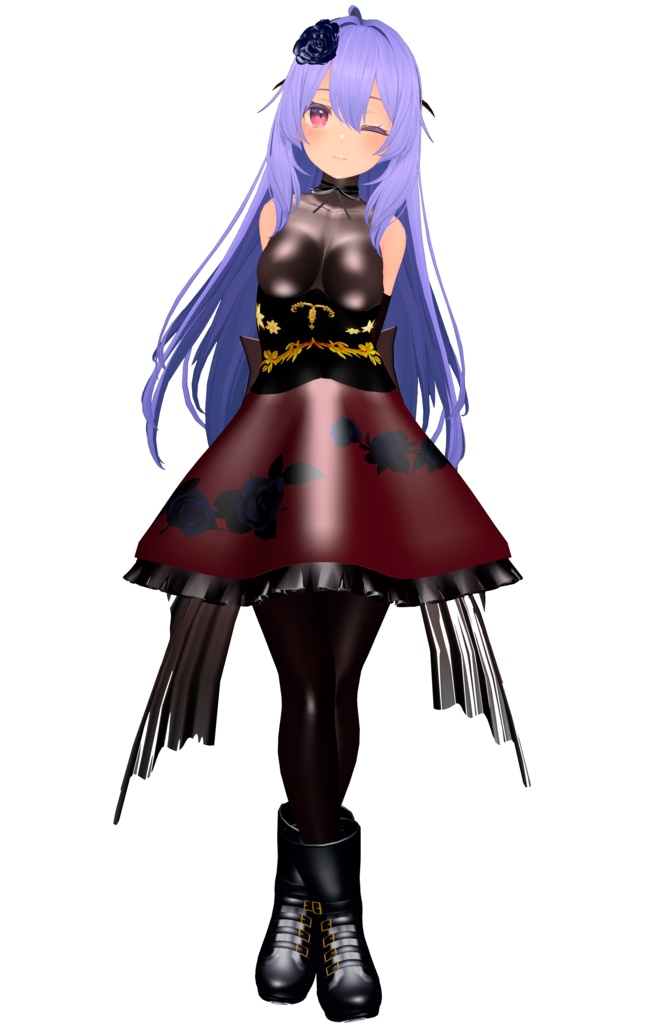 【桔梗用】3Dモデル 黒薔薇衣装【VRC想定】