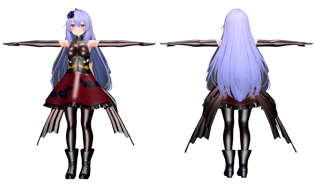 【桔梗用】3Dモデル 黒薔薇衣装【VRC想定】