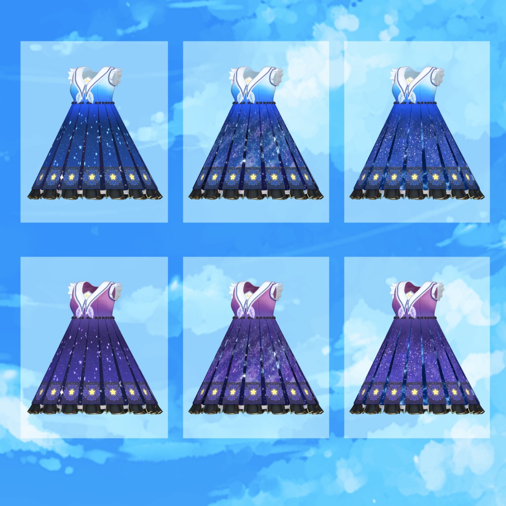 【7アバター対応】夜空のワンピース【for Izul_Re, Seraphina, Reflet, Fluria, Soleil, Refrain, and Kikyo】