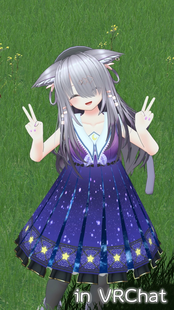 【7アバター対応】夜空のワンピース【for Izul_Re, Seraphina, Reflet, Fluria, Soleil, Refrain, and Kikyo】