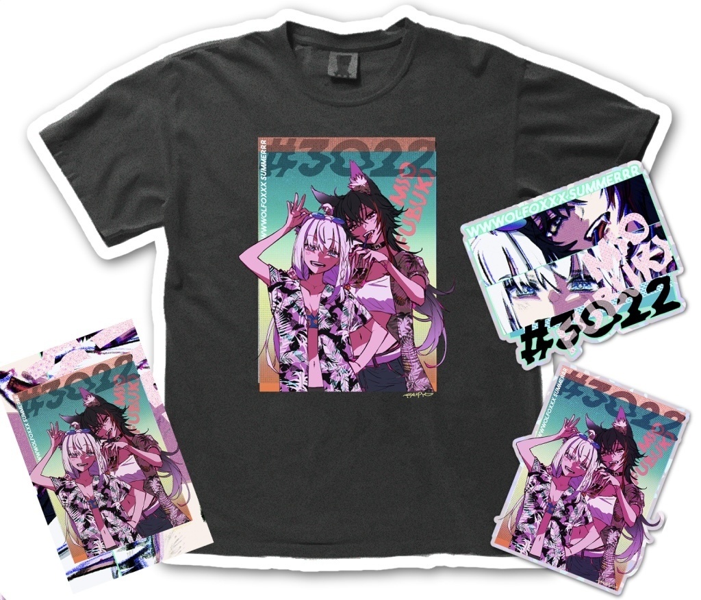 【らいぴょお作】【#3022 WOLFOX SUMMER】ビンテージ調Tシャツ