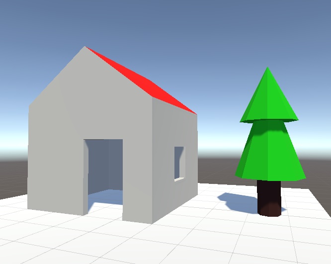 3Dモデル 家と木