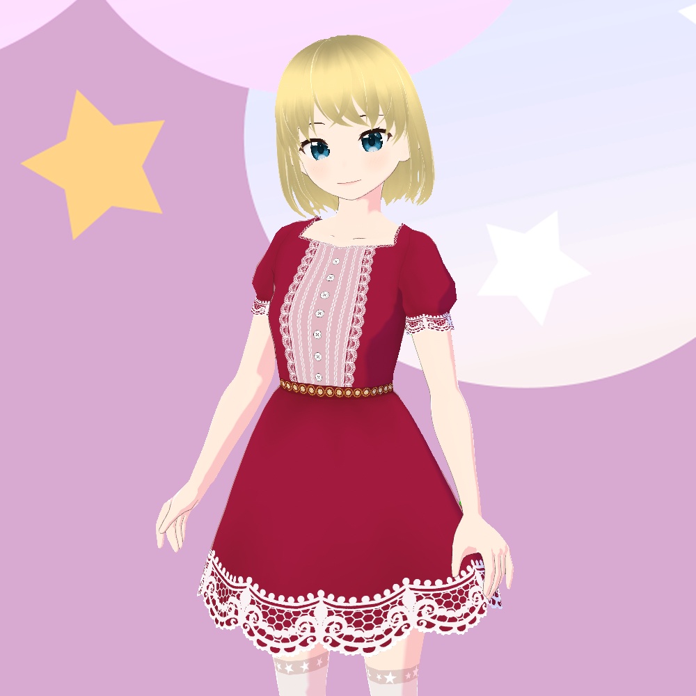 VRoid【無料版あり】フラワーレースのワンピース