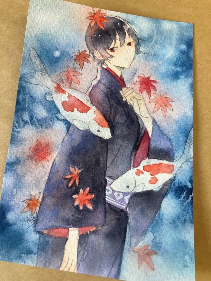 原画『鯉・紅葉』