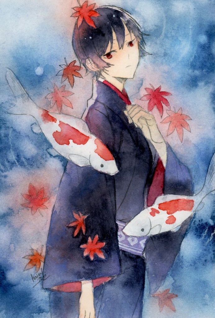 原画『鯉・紅葉』