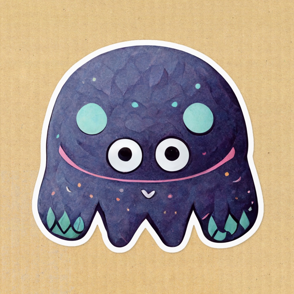 おぶろー かわいいモンスターのステッカー