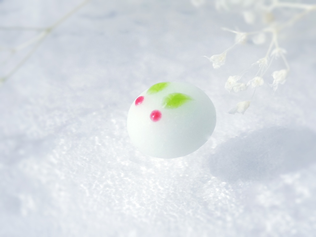季節の和菓子【雪うさぎ】フェイク和菓子耳飾り