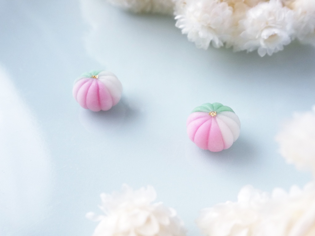 季節の和菓子【春色てまり】フェイク和菓子耳飾り