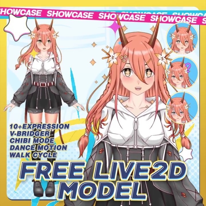 【 Free Live2D VTuber Model 】 ブロッサムホーンドビューティー