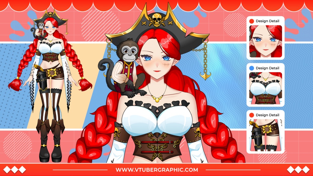 【あらかじめ作成された譲渡可能VTuberモデル】海賊少女 / 【Premade Adoptable VTuber Model 】 Pirate Girl