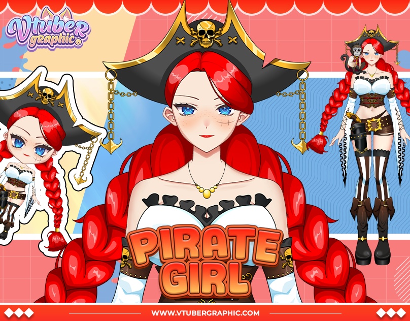 【あらかじめ作成された譲渡可能VTuberモデル】海賊少女 / 【Premade Adoptable VTuber Model 】 Pirate Girl