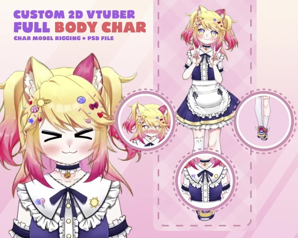 【 カスタムVTuberモデルキャラクター 】 全身＋リギング / 【Custom VTuber Model Character】 FULL BODY + RIGGING 