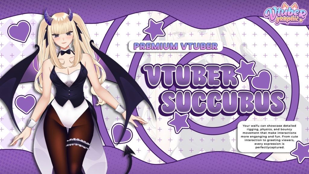 【あらかじめ作成された譲渡可能VTuberモデル】サキュバス少女 / 【Premade Adoptable VTuber Model 】Succubus Girl