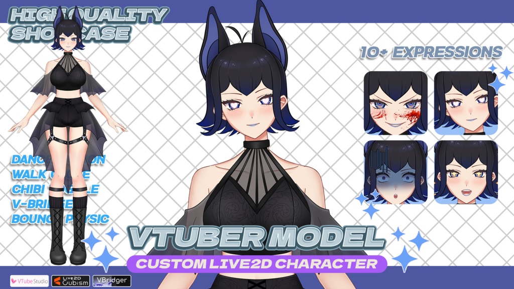 【あらかじめ作成された譲渡可能VTuberモデル】バットガール / 【Premade Adoptable VTuber Model 】Bat Girl