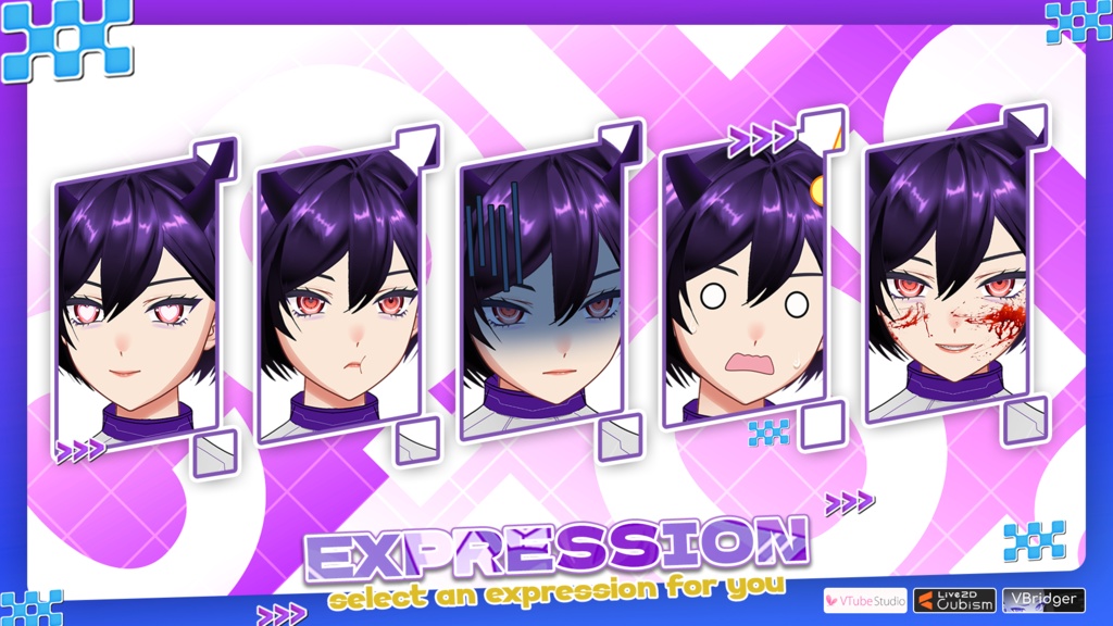 【Premade Adoptable VTuber Model 】 Purple Horned Demon VTuber