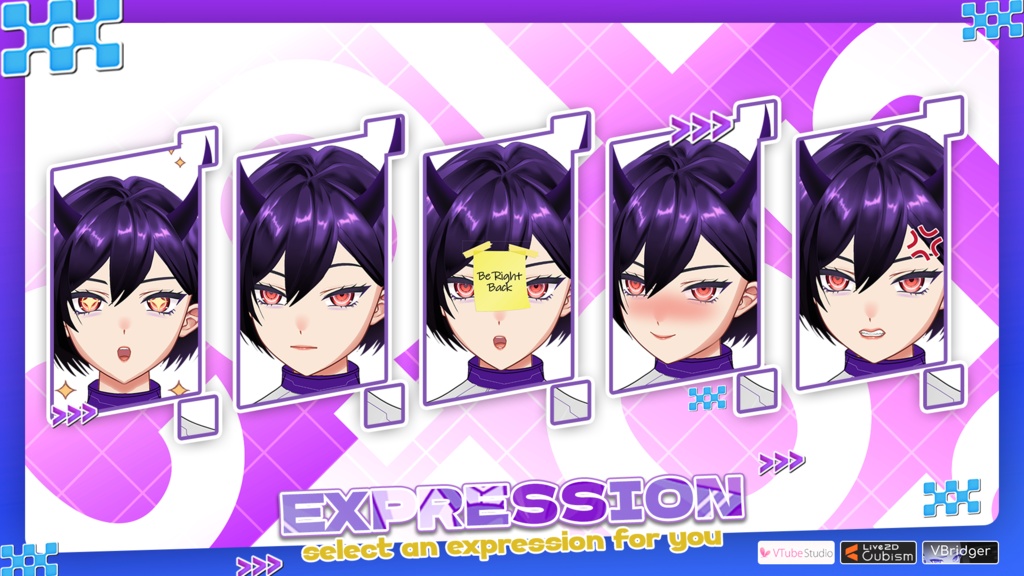 【Premade Adoptable VTuber Model 】 Purple Horned Demon VTuber