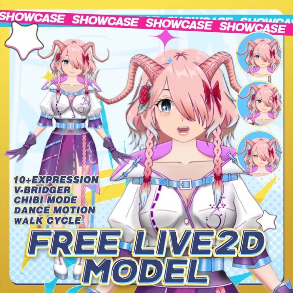 【Free Live2D Model】 Fantasy Ram-Horn Girl