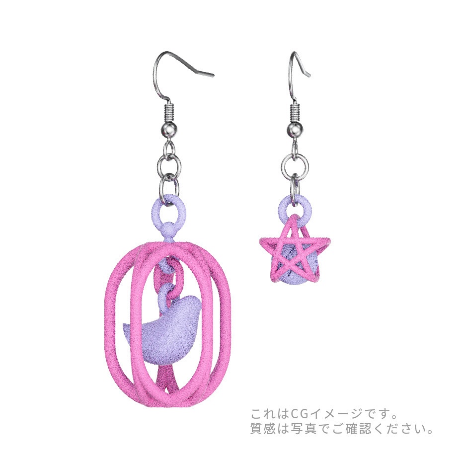 揺れる五芒星の鳥籠ピアス