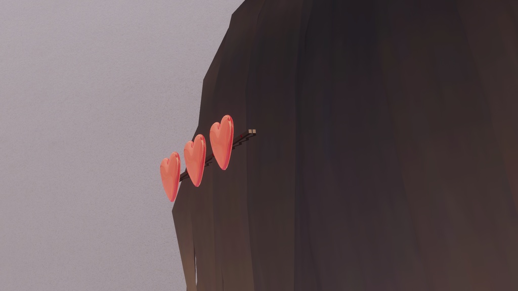 【VRChat】ハートヘアピン【ヘアピン】(heart hair-pin)