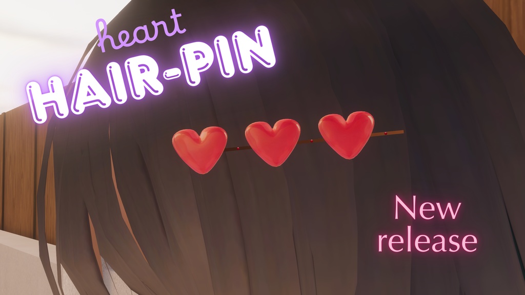 【VRChat】ハートヘアピン【ヘアピン】(heart hair-pin)