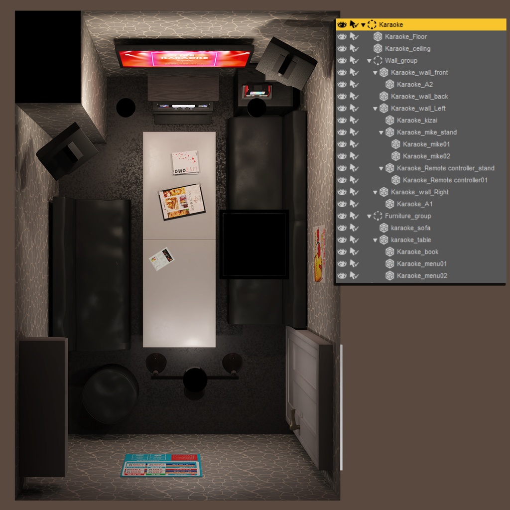 カラオケルーム_3Dモデル