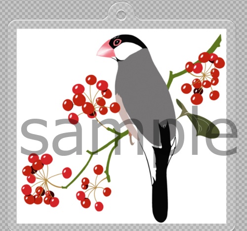 桜文鳥とサルトリイバラ