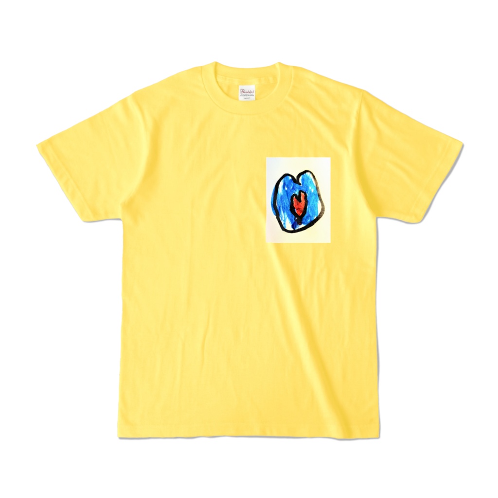 ハートのワンポイントTシャツきいろ