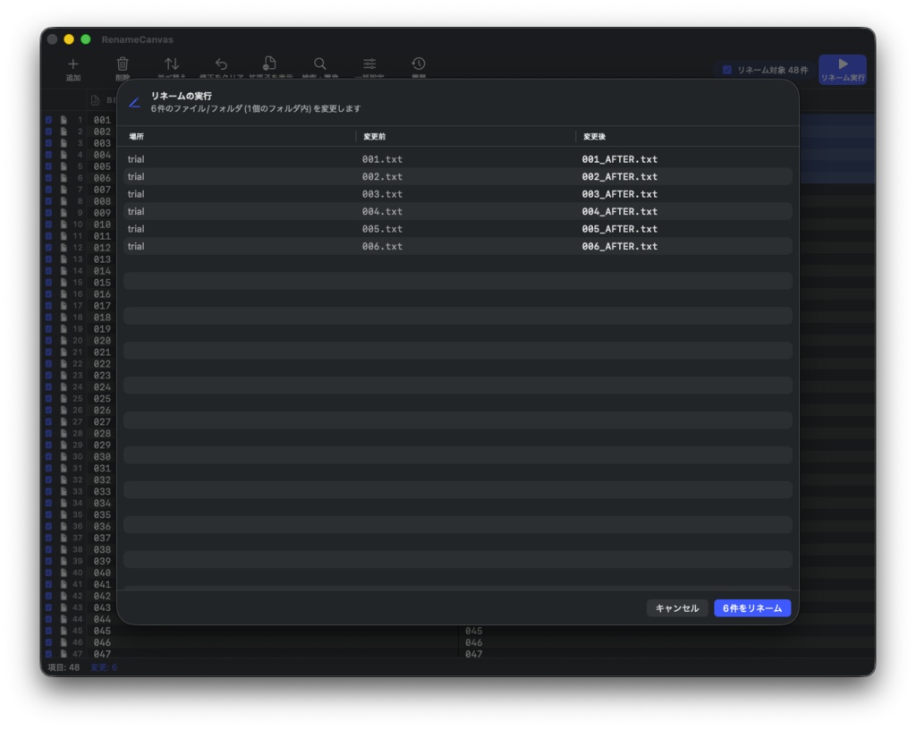 RenameCanvas — テキストエディタ感覚のMac用一括リネームアプリ
