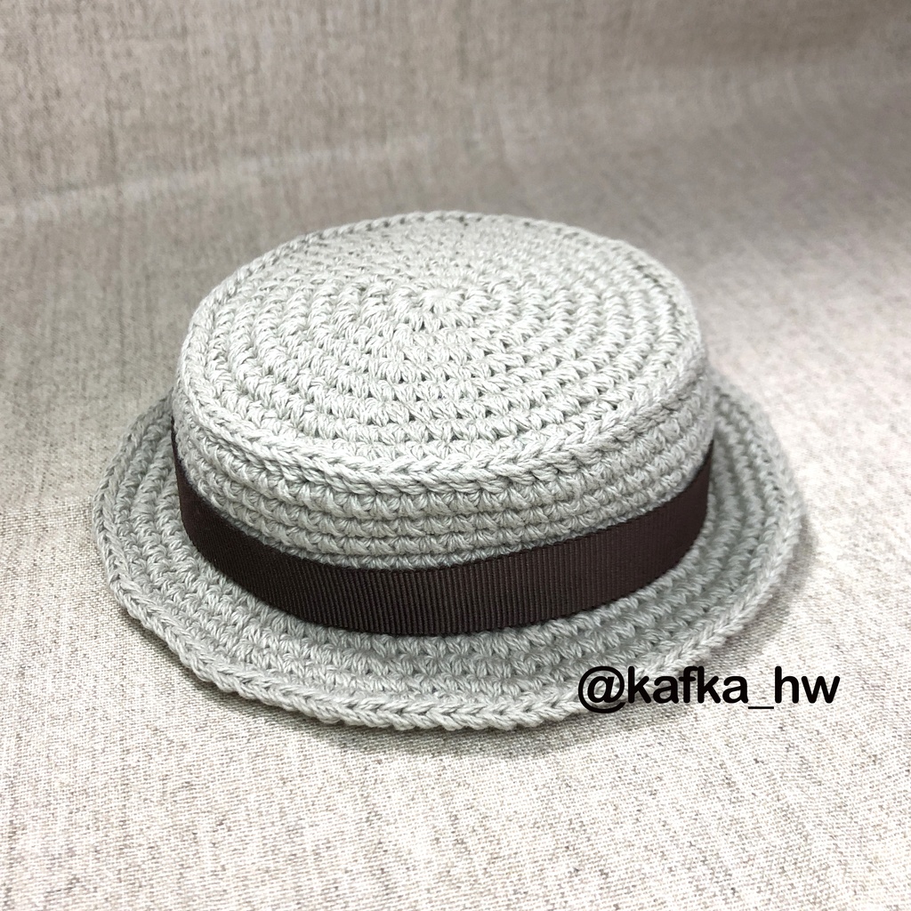 ◆カンカン帽(スモーク×茶リボン/28センチ)