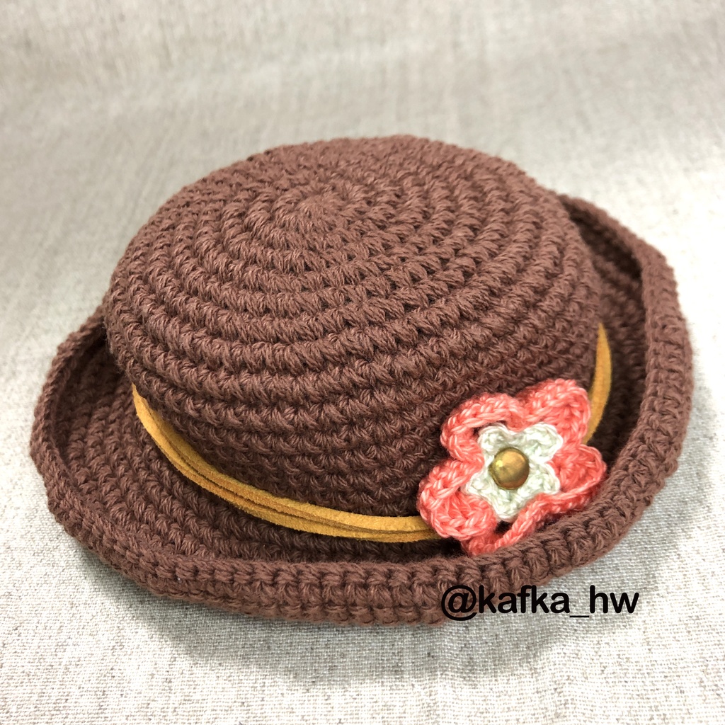 ◆ハット(茶×オレンジ花/28センチ)