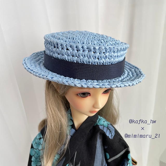 SALE 1/3サイズ向け カンカン帽&かご巾着セット