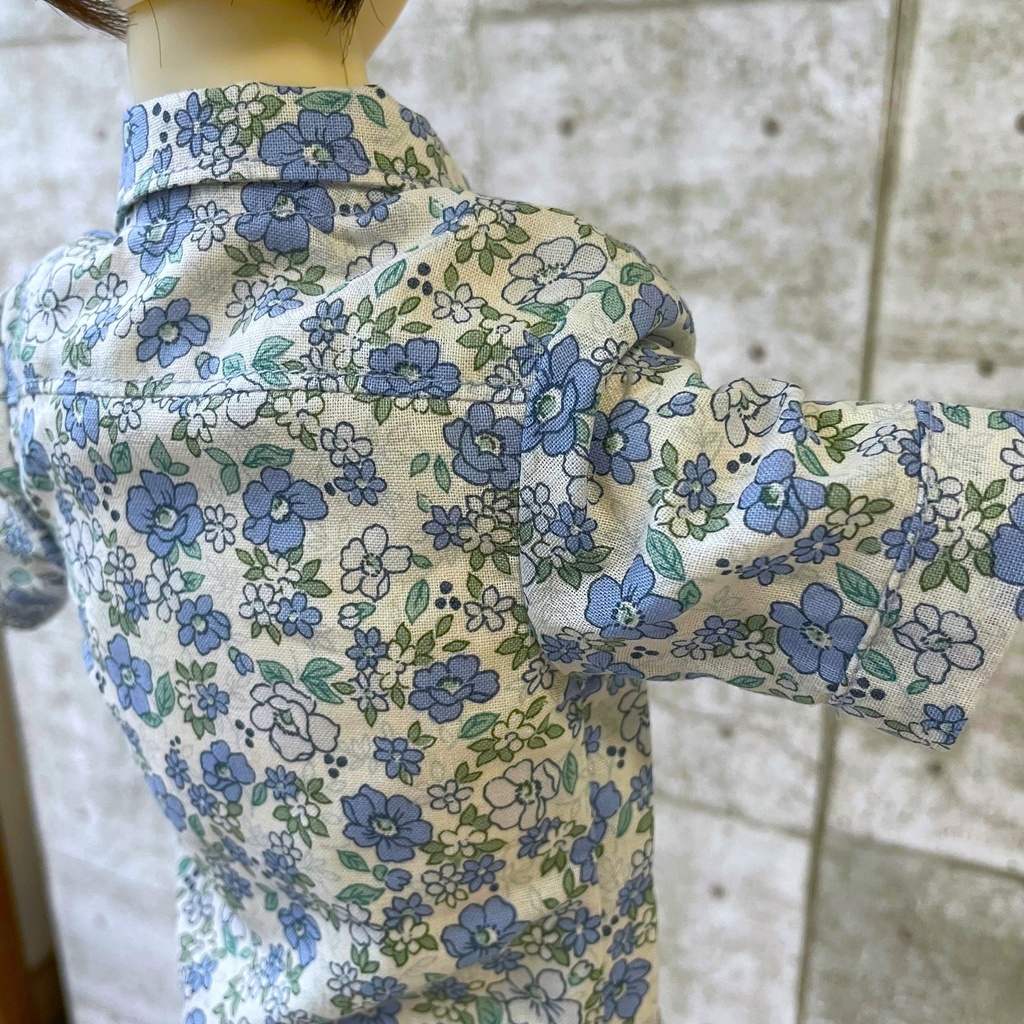 50~60size/メンズシャツ(白藍)