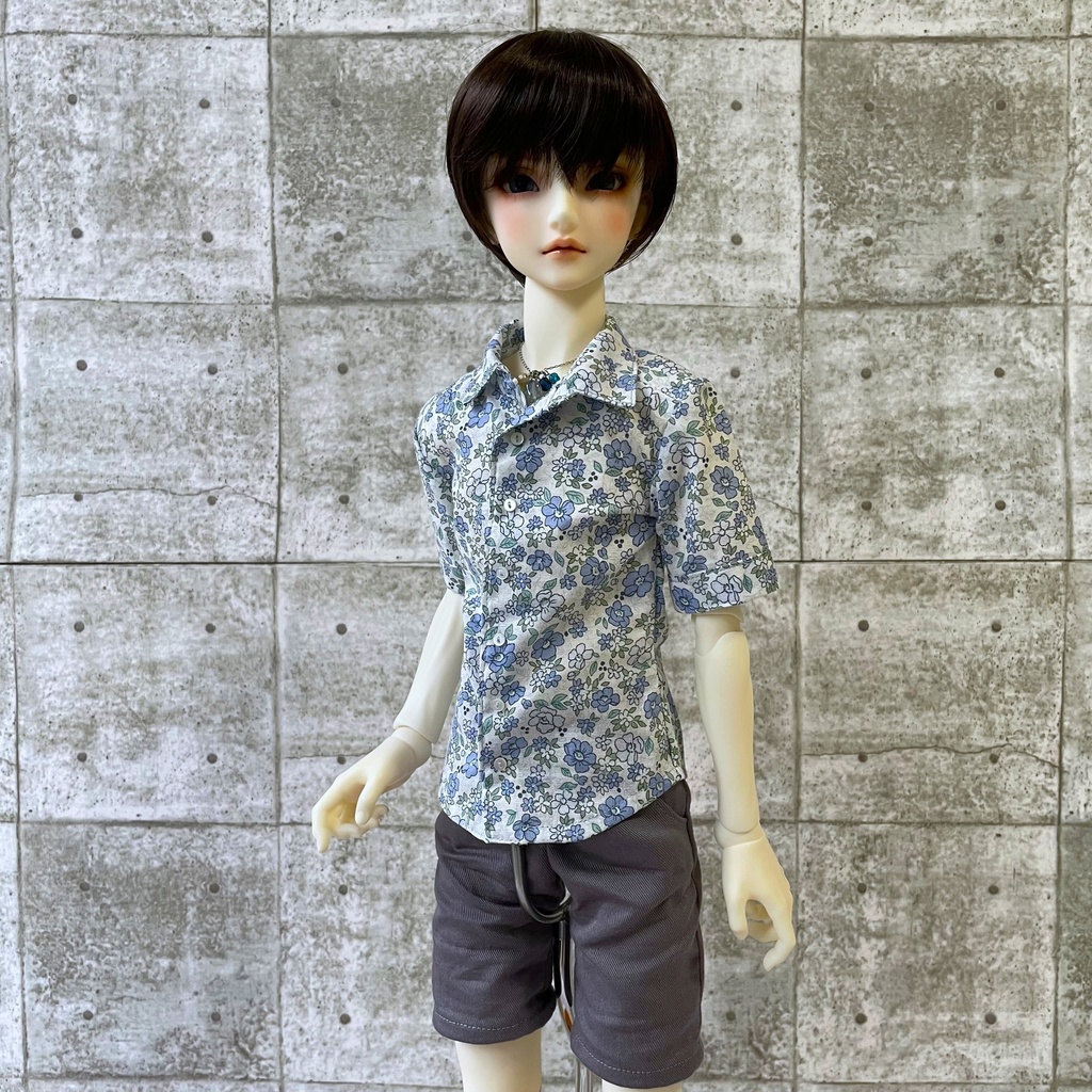 50~60size／メンズシャツ（白藍）