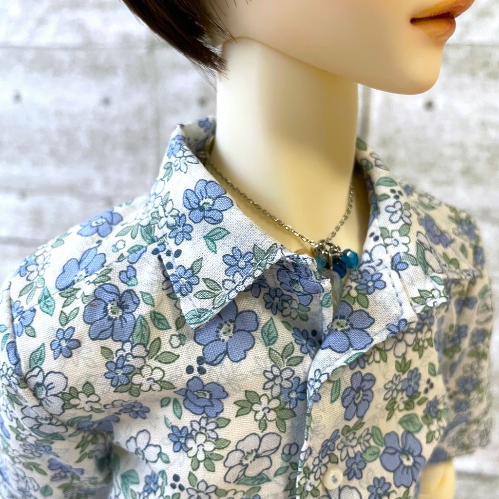 50~60size/メンズシャツ(白藍)