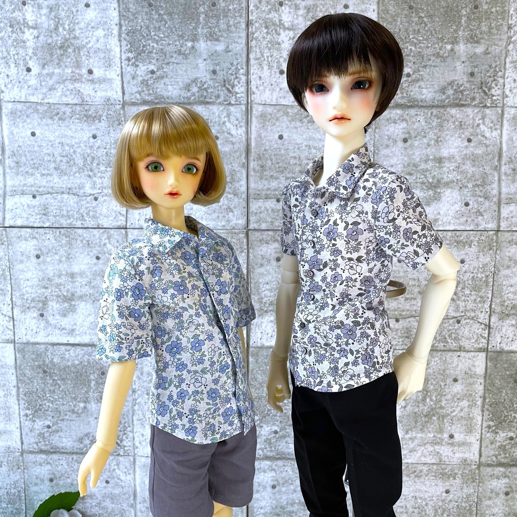 50~60size/メンズシャツ(白藍)