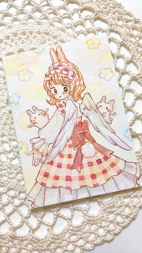 ATC原画「天使のうさぎさん」