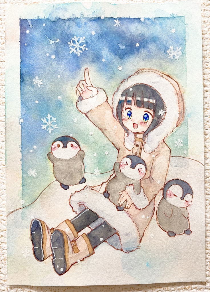 イラスト原画「みてみてー！」