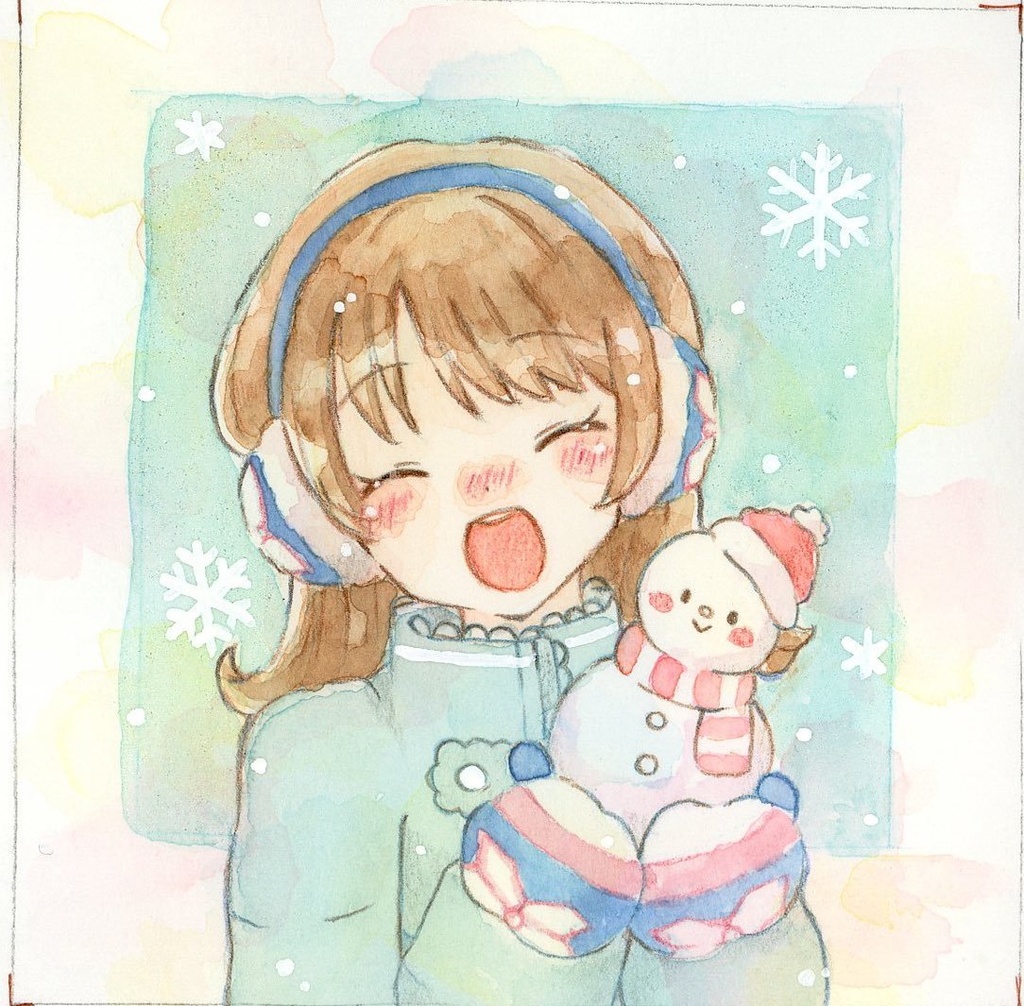 イラスト原画「雪遊び」