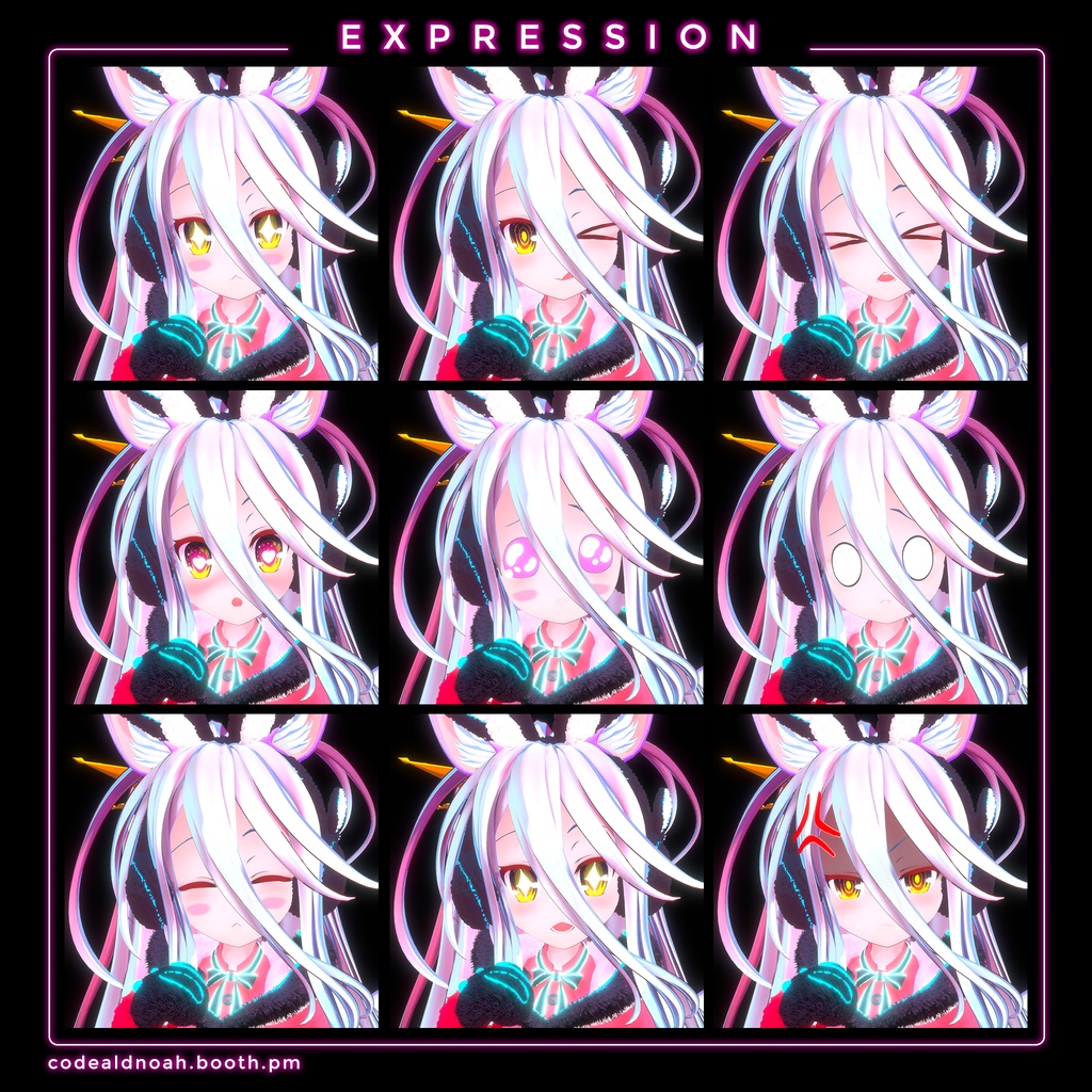 Neon Bunny 「Shiro / 白」- 【3Dモデル】v1.5