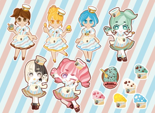 Double◆Chocomintコラボキャラクターシールフレーク