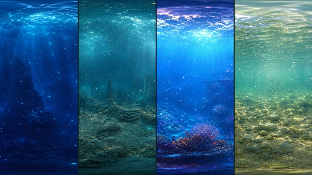 🎉300円SALE🎉【4set Skybox】 深海と光芒のSkybox / Skyboxマテリアル Unityパッケージ