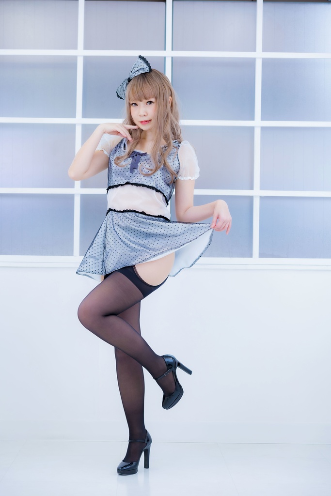 わかめワンピ ーくろハートドットー