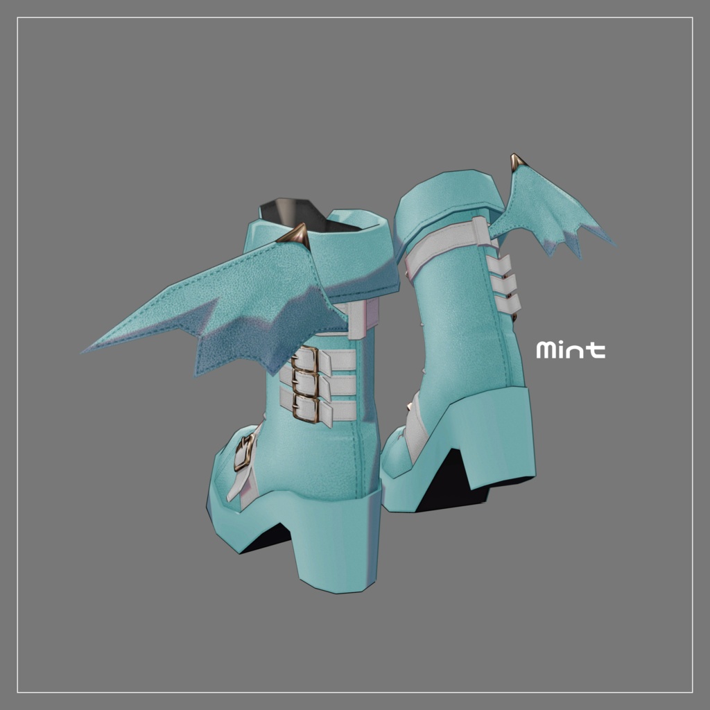 【VRC想定】Kawaii Gothic Punk ブーツセット【3Dアクセサリー】