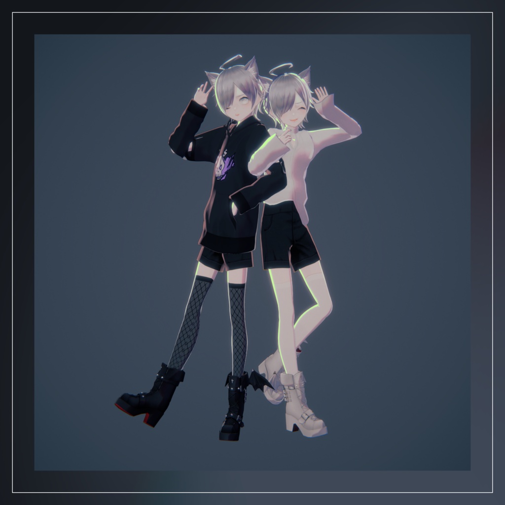 【VRC想定】Kawaii Gothic Punk ブーツセット【3Dアクセサリー】