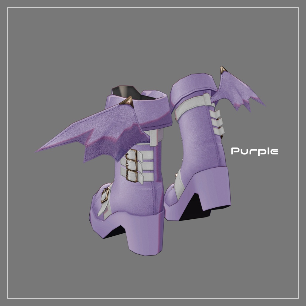 【VRC想定】Kawaii Gothic Punk ブーツセット【3Dアクセサリー】