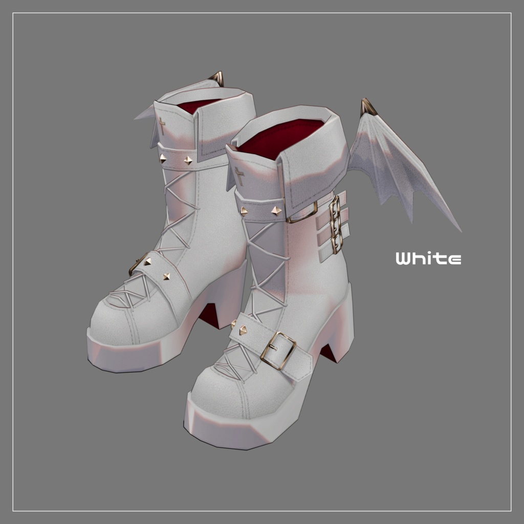 【VRC想定】Kawaii Gothic Punk ブーツセット【3Dアクセサリー】