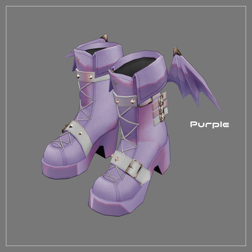 【VRC想定】Kawaii Gothic Punk ブーツセット【3Dアクセサリー】