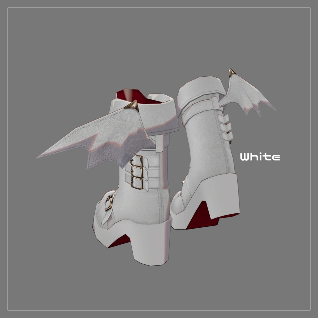 【VRC想定】Kawaii Gothic Punk ブーツセット【3Dアクセサリー】