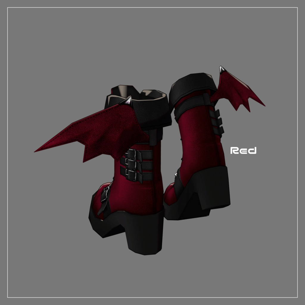 【VRC想定】Kawaii Gothic Punk ブーツセット【3Dアクセサリー】