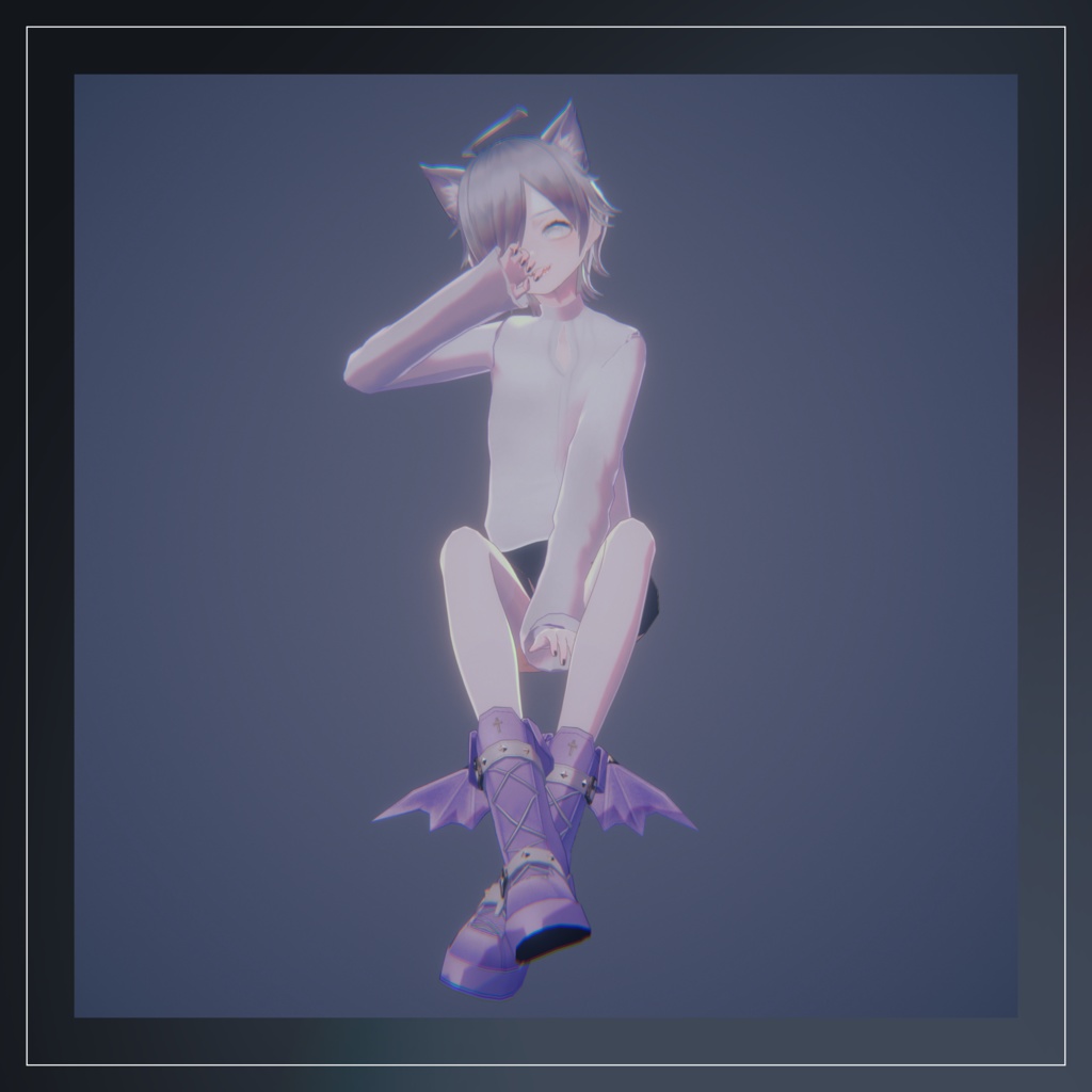 【VRC想定】Kawaii Gothic Punk ブーツセット【3Dアクセサリー】